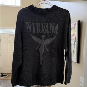 NIRVANA Charcoal Gray Crew Neck Sweater